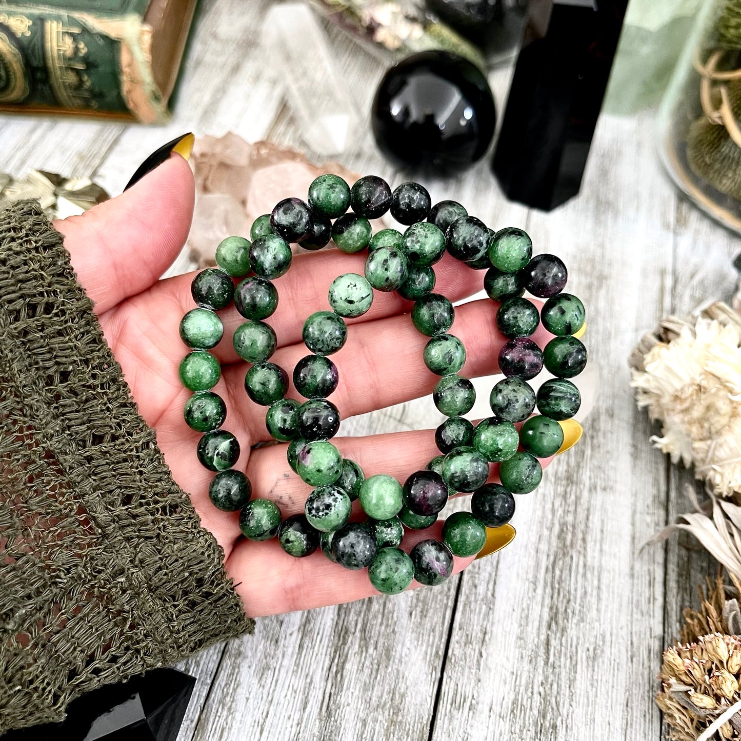 Ruby Zoisite Crystal Beaded Stretch Bracelet