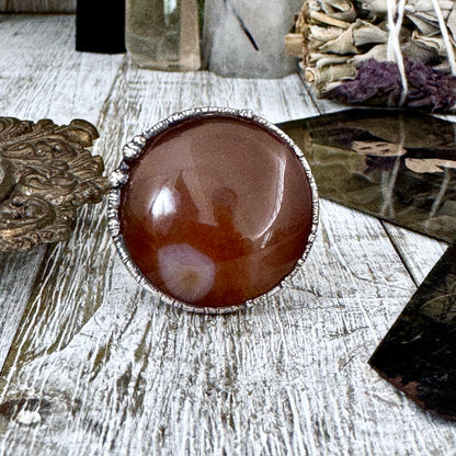 Carnelian Crystal Ring Fine Silver Size 8 / Foxlark Collection - One of a Kind
