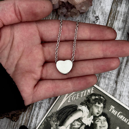 Tiny Heart Urn Necklace - Stainless Steel / Cremation Necklace Memorial Jewelry