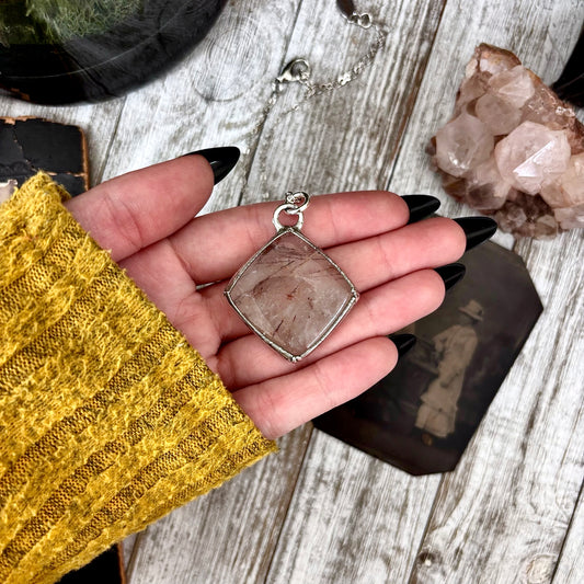 Rutilated Quartz Crystal Necklace in Fine Silver / Foxlark Collection - One of a Kind