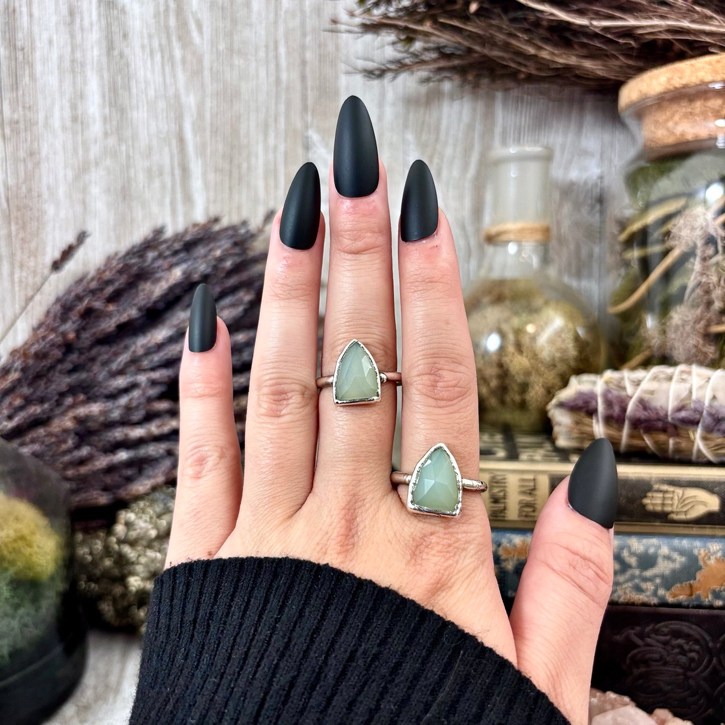 Blue Chalcedony Ring Fine Silver Small Faceted Stone Ring Size 5 6 7 8 9 10 11 / Foxlark Collection