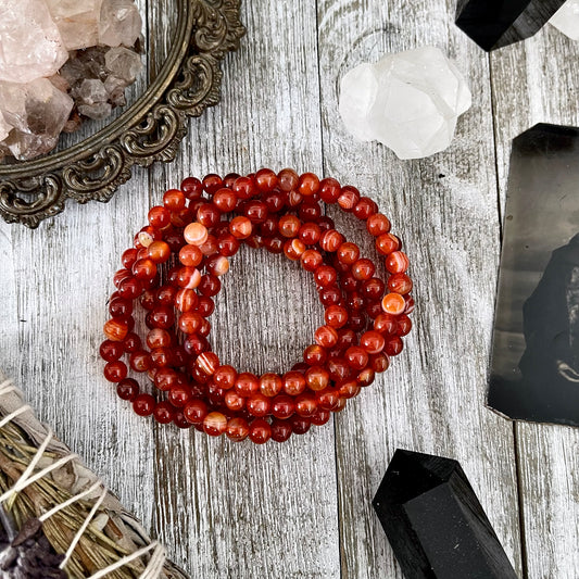 Carnelian Crystal Beaded Stretch Bracelet