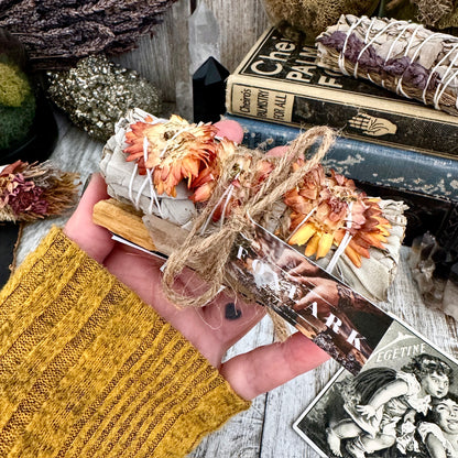 Sage Crystal Bundle with White Sage Palo Santo Clear Quartz / Foxlark Cleanse & Manifest Bundle