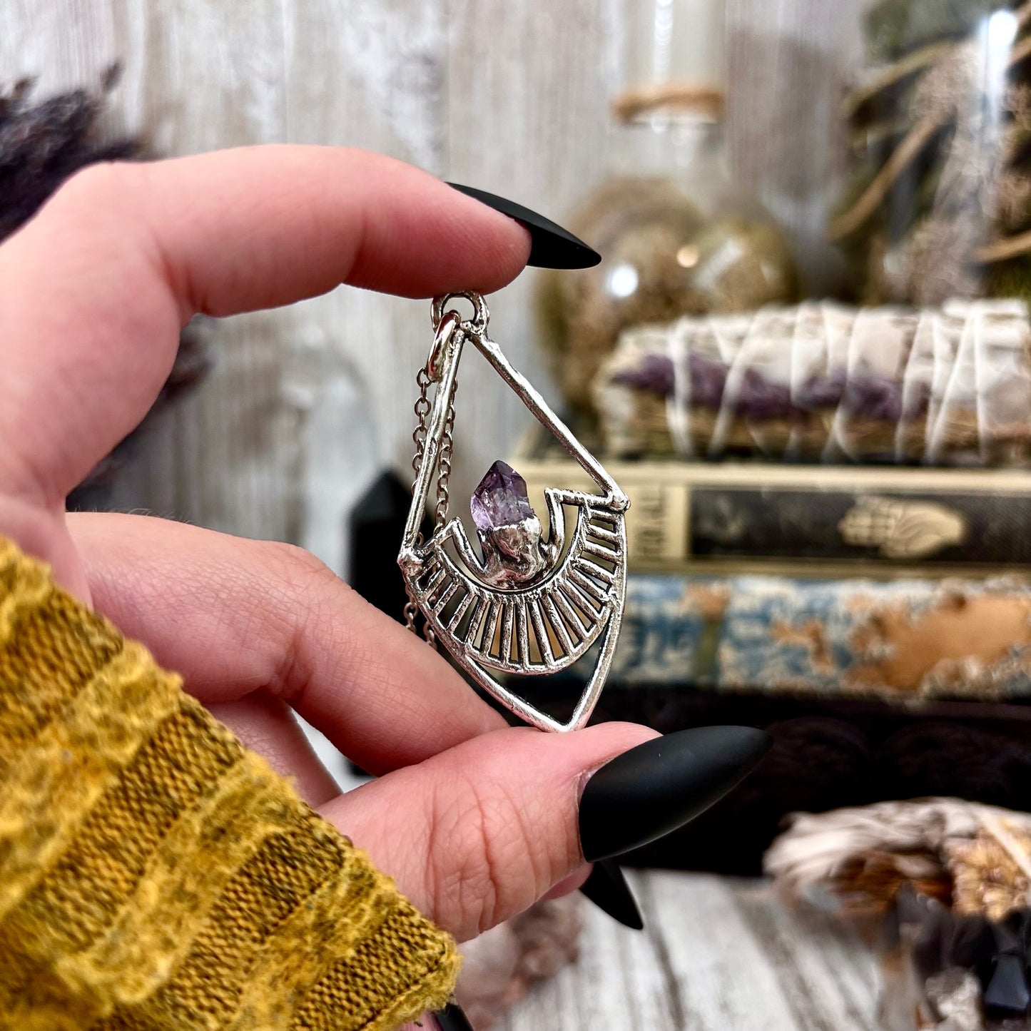 Raw Amethyst Necklace in Fine Silver / Foxlark Collection - One of a Kind