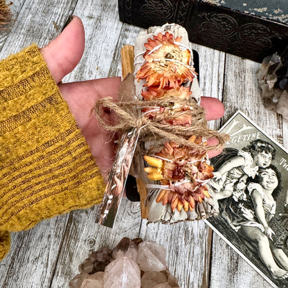 Sage Crystal Bundle with White Sage Palo Santo Clear Quartz / Foxlark Cleanse & Manifest Bundle
