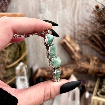 Four Stone Aventurine Necklace in Fine Silver / Foxlark Collection