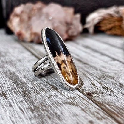 Fossilized Palm Root Ring Size 6.5  / Foxlark Crystal Jewelry Collection
