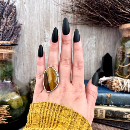Tigers Eye Fine Silver Ring Size 7.5  / Foxlark Crystal Jewelry Collection