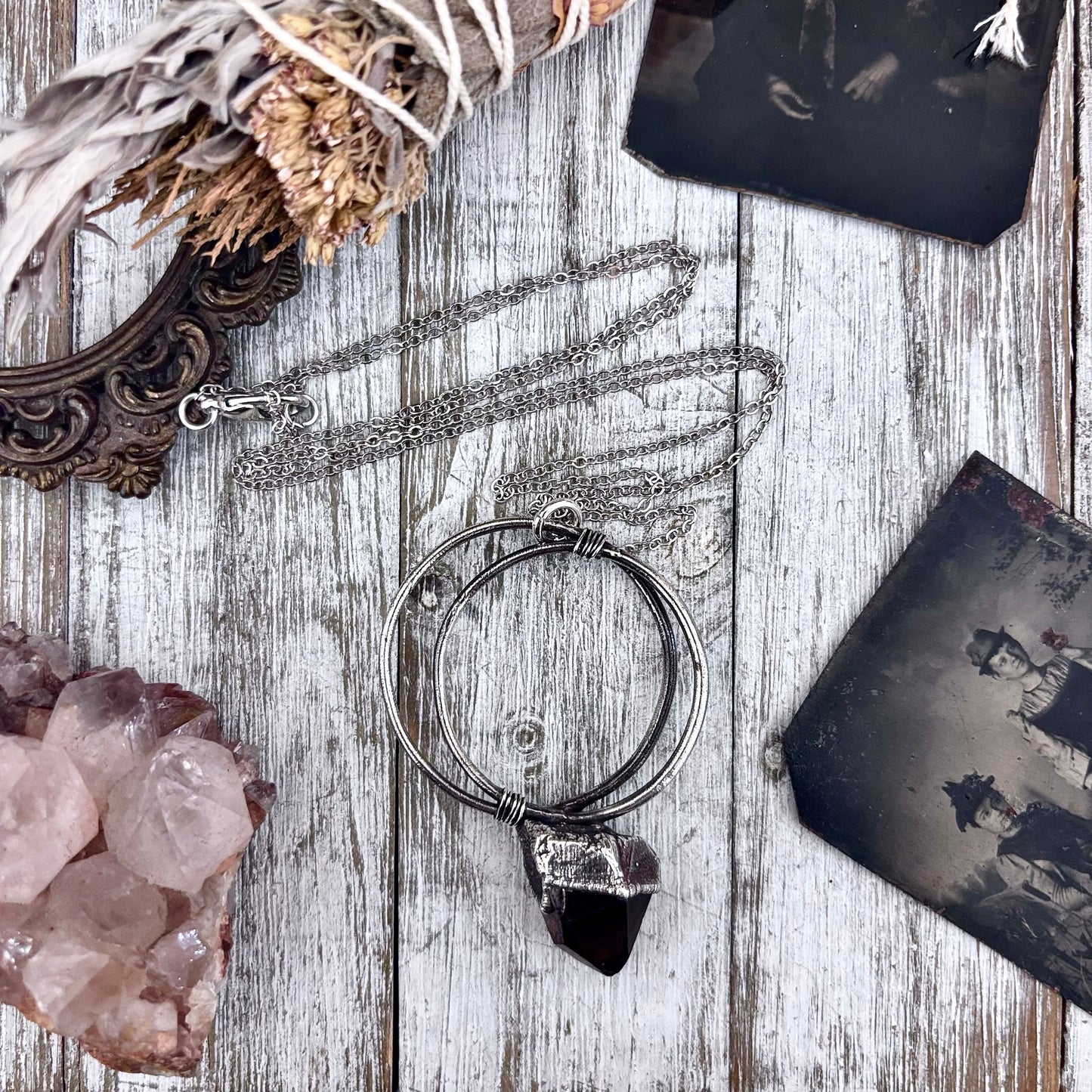 Raw Smoky Quartz Crystal  Necklace in Fine Silver / Foxlark Collection - One of a Kind