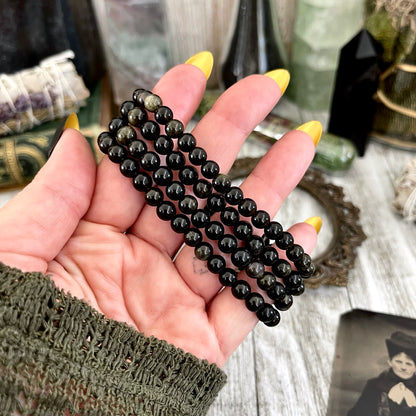 Sheen Obsidian Crystal Beaded Stretch Bracelet