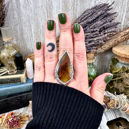Tigers Eye Fine Silver Ring Size 10  / Foxlark Crystal Jewelry Collection