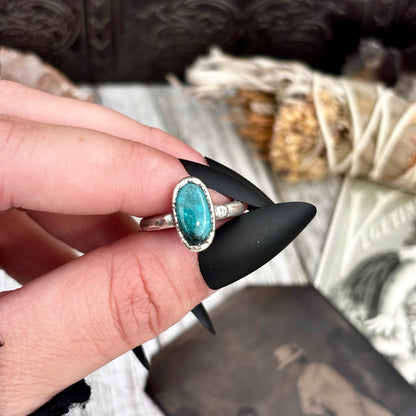 Turquoise Ring Fine Silver Stone Ring Size 5 6 7 8 9 10 11 / Foxlark Collection