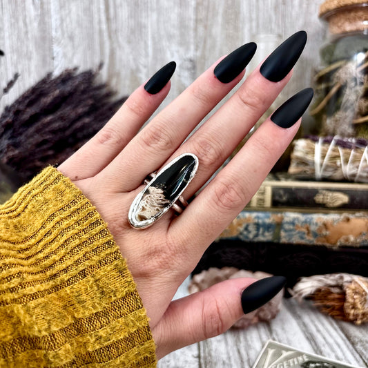 Fossilized Palm Root Ring Size 10 / Foxlark Collection - One of a Kind