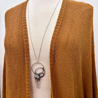 Big Raw Clear Quartz Crystal  Necklace in Fine Silver / Foxlark Collection - One of a Kind