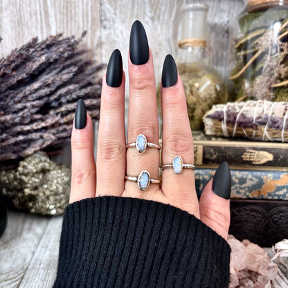 Vintage Glass Bead Pinfire Opal Ring Fine Silver Small Faceted Stone Ring Size 5 6 7 8 9 10 11 / Foxlark Collection