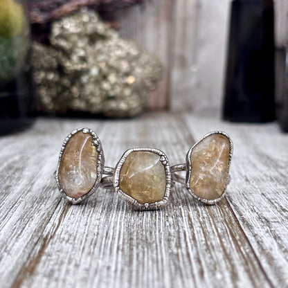 Yellow Citrine Small Stone Ring in Fine Silver Size 5 6 7 8 9 10 / Foxlark Collection
