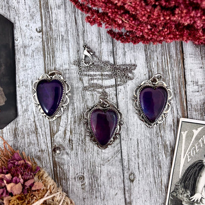 Amethyst Crystal Heart Necklace in Sterling Silver  -Designed by FOXLARK Collection