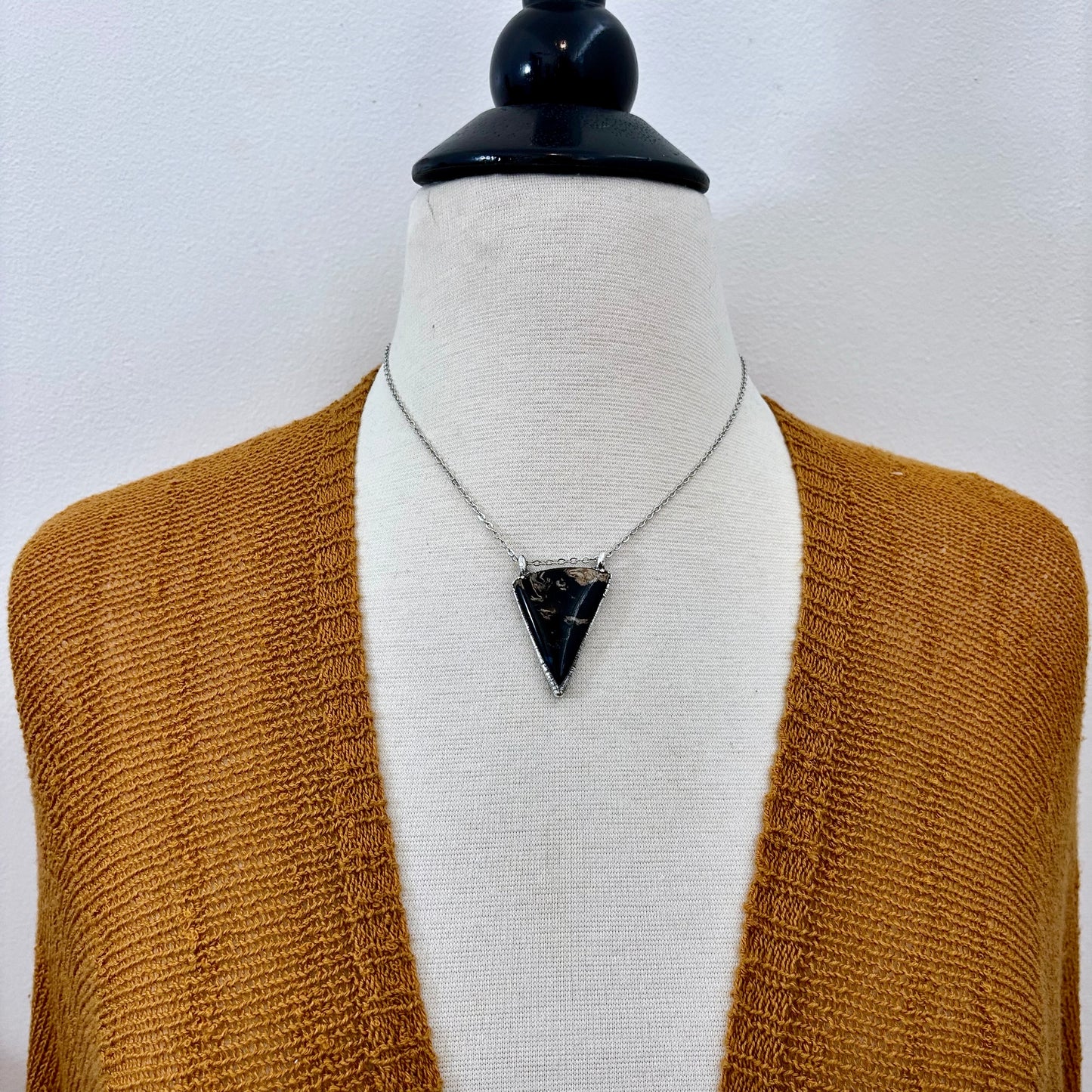 Fossilized Palm Root Crystal Necklace in Fine Silver / Foxlark Collection - One of a Kind