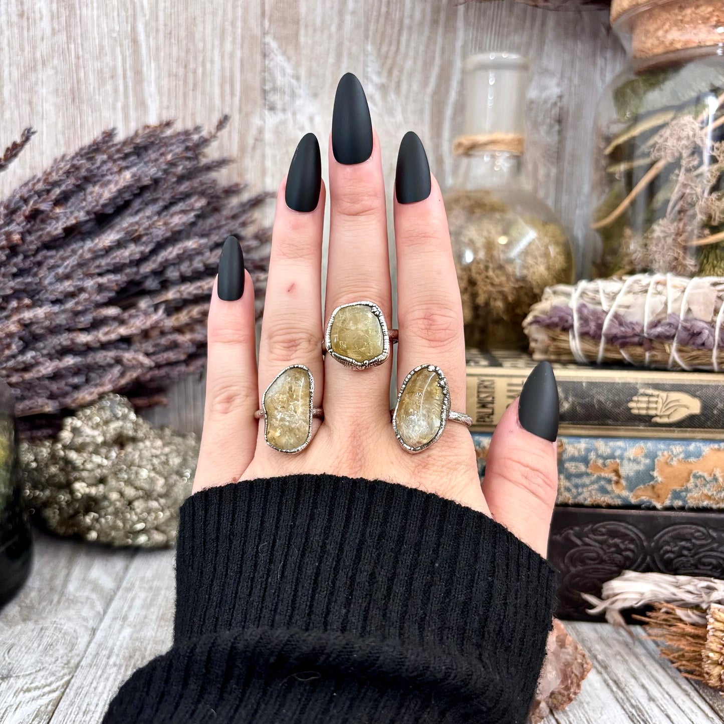 Yellow Citrine Small Stone Ring in Fine Silver Size 5 6 7 8 9 10 / Foxlark Collection