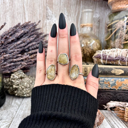 Yellow Citrine Small Stone Ring in Fine Silver Size 5 6 7 8 9 10 / Foxlark Collection