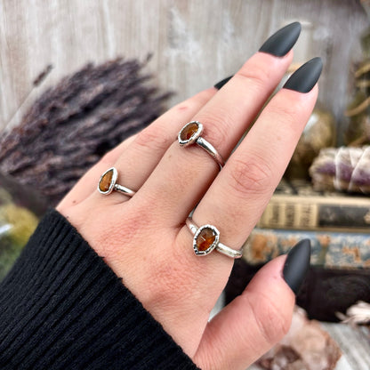 Orange Kyanite Ring Fine Silver Small Faceted Stone Ring Size 5 6 7 8 9 10 11 / Foxlark Collection