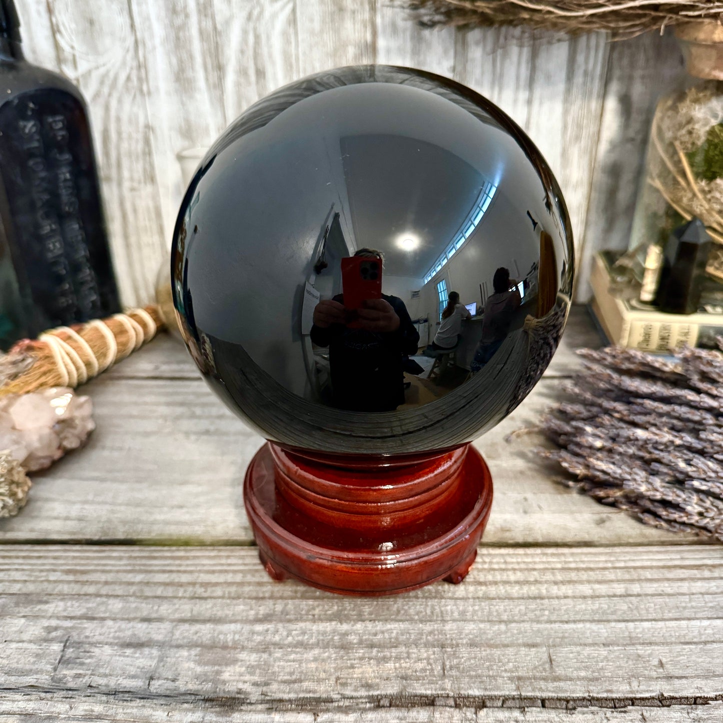 Large Black Obsidian Crystal Ball / Foxlark Collection