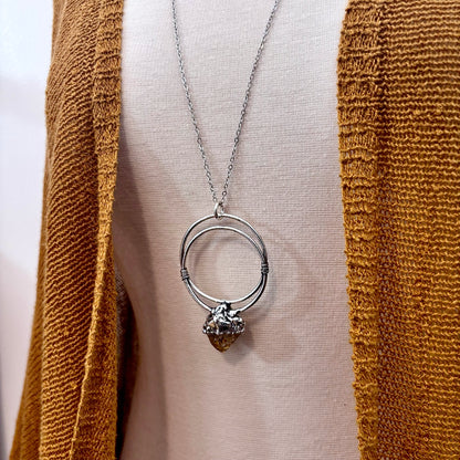 Big Raw Citrine Necklace in Fine Silver / Foxlark Collection - One of a Kind