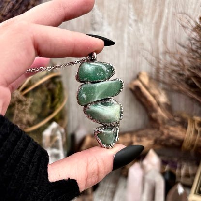 Four Stone Aventurine Necklace in Fine Silver / Foxlark Collection