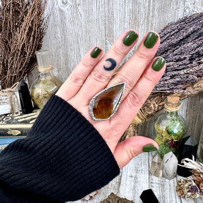 Tigers Eye Fine Silver Ring Size 10  / Foxlark Crystal Jewelry Collection