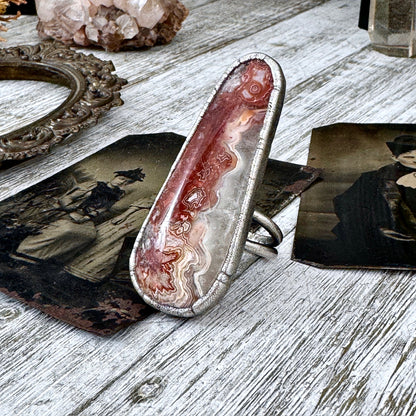 Crazy Lace Agate Crystal Ring Fine Silver Size 9 / Foxlark Collection - One of a Kind