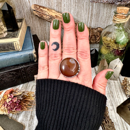 Carnelian Crystal Ring Fine Silver Size 8 / Foxlark Collection - One of a Kind