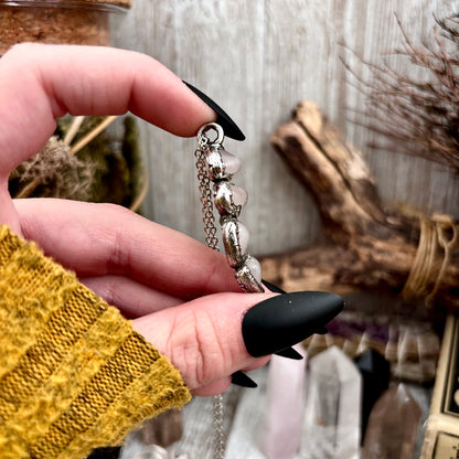 Four Stone Rose Quartz Necklace Silver / Foxlark Collection