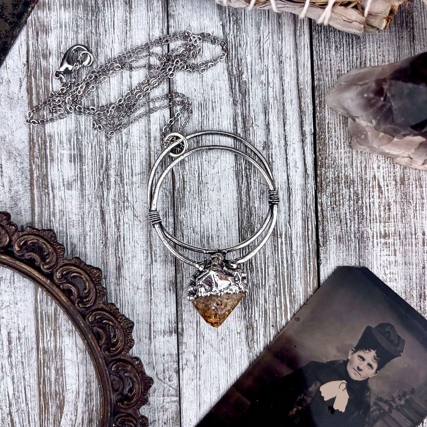 Big Raw Citrine Necklace in Fine Silver / Foxlark Collection - One of a Kind