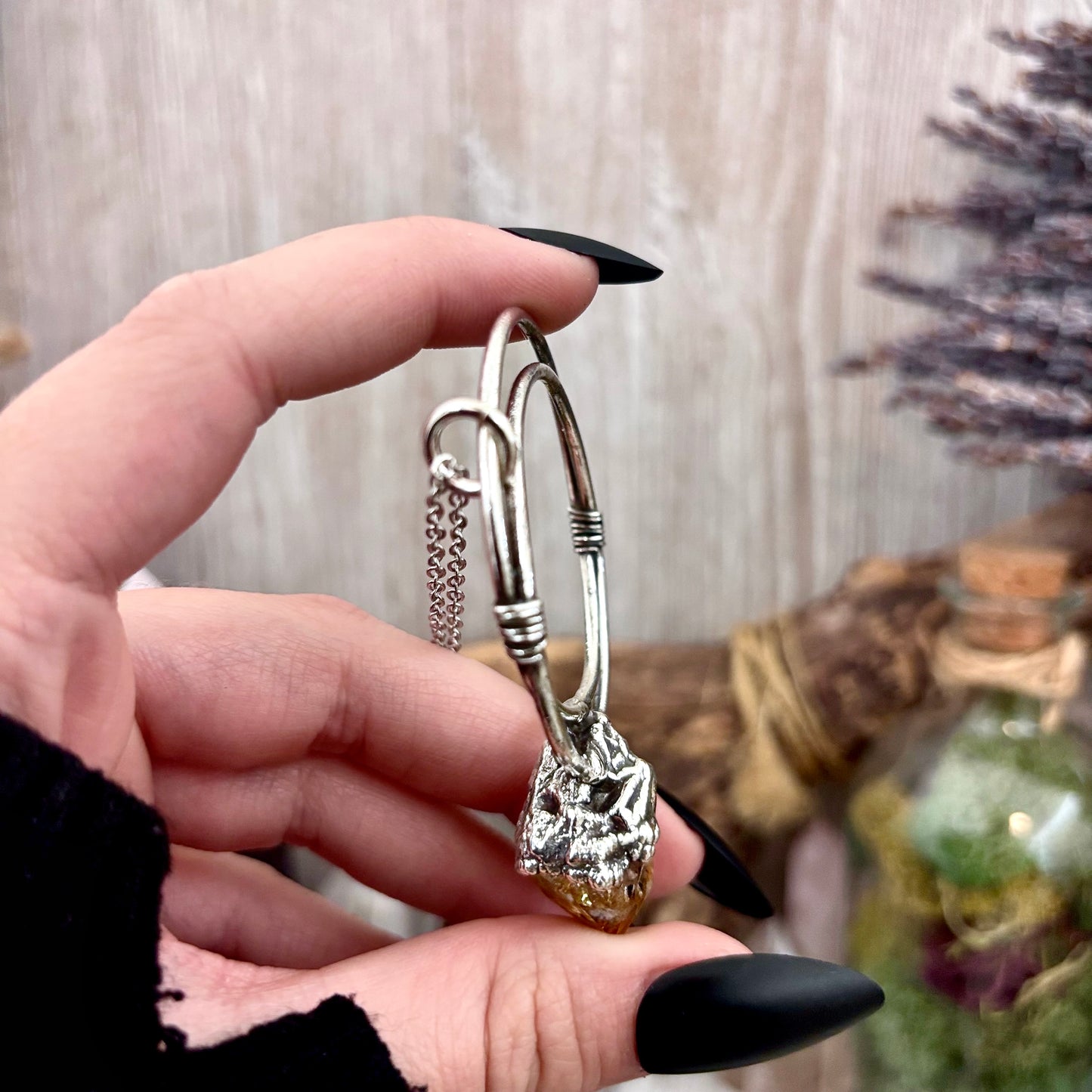 Big Raw Citrine Necklace in Fine Silver / Foxlark Collection - One of a Kind