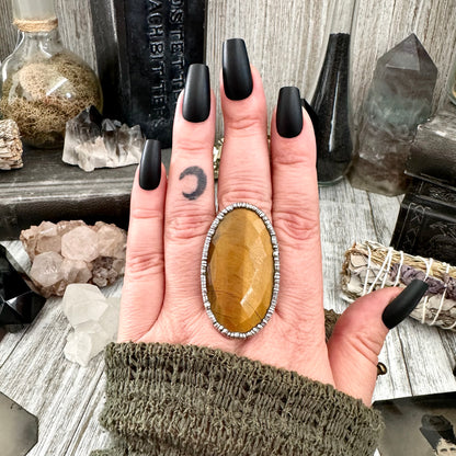 Large Tigers Eye Ring Size 9 / Foxlark Collection