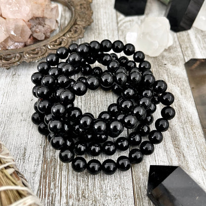 Black Obsidian Crystal Beaded Stretch Bracelet