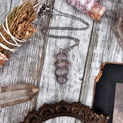 Four Stone Rose Quartz Necklace Silver / Foxlark Collection