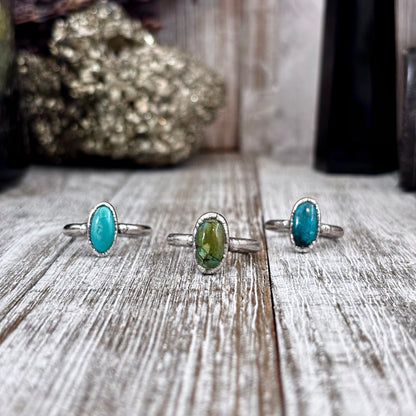 Turquoise Ring Fine Silver Stone Ring Size 5 6 7 8 9 10 11 / Foxlark Collection