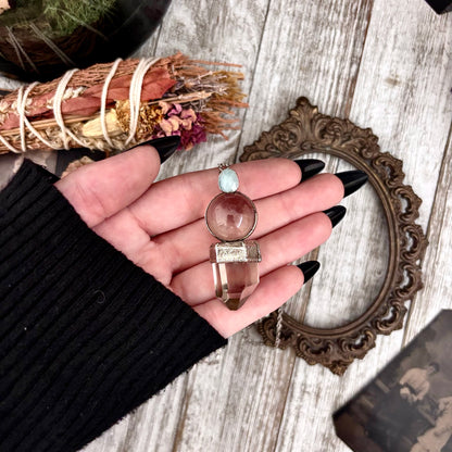 Multi Stone Aquamarine Clear Quartz Crystal ball and Point Necklace in Fine Silver / Foxlark Collection - One of a Kind (Copy)