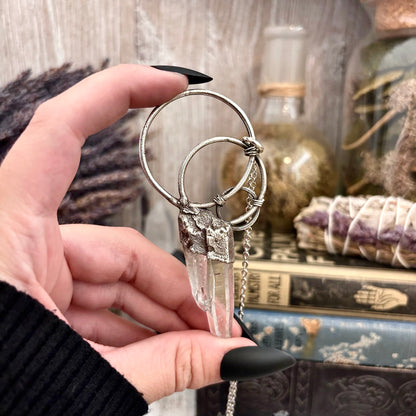 Big Raw Clear Quartz Crystal  Necklace in Fine Silver / Foxlark Collection - One of a Kind