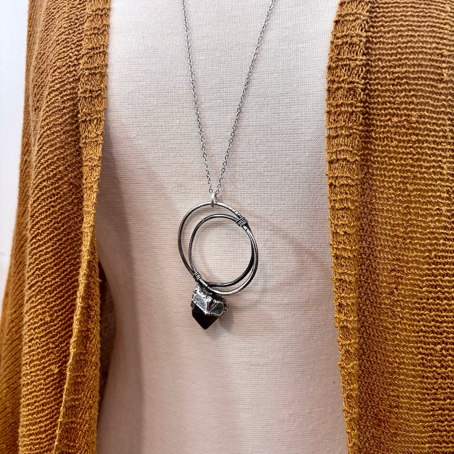 Raw Smoky Quartz Crystal  Necklace in Fine Silver / Foxlark Collection - One of a Kind