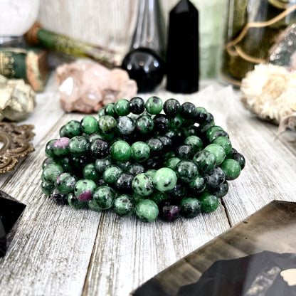 Ruby Zoisite Crystal Beaded Stretch Bracelet