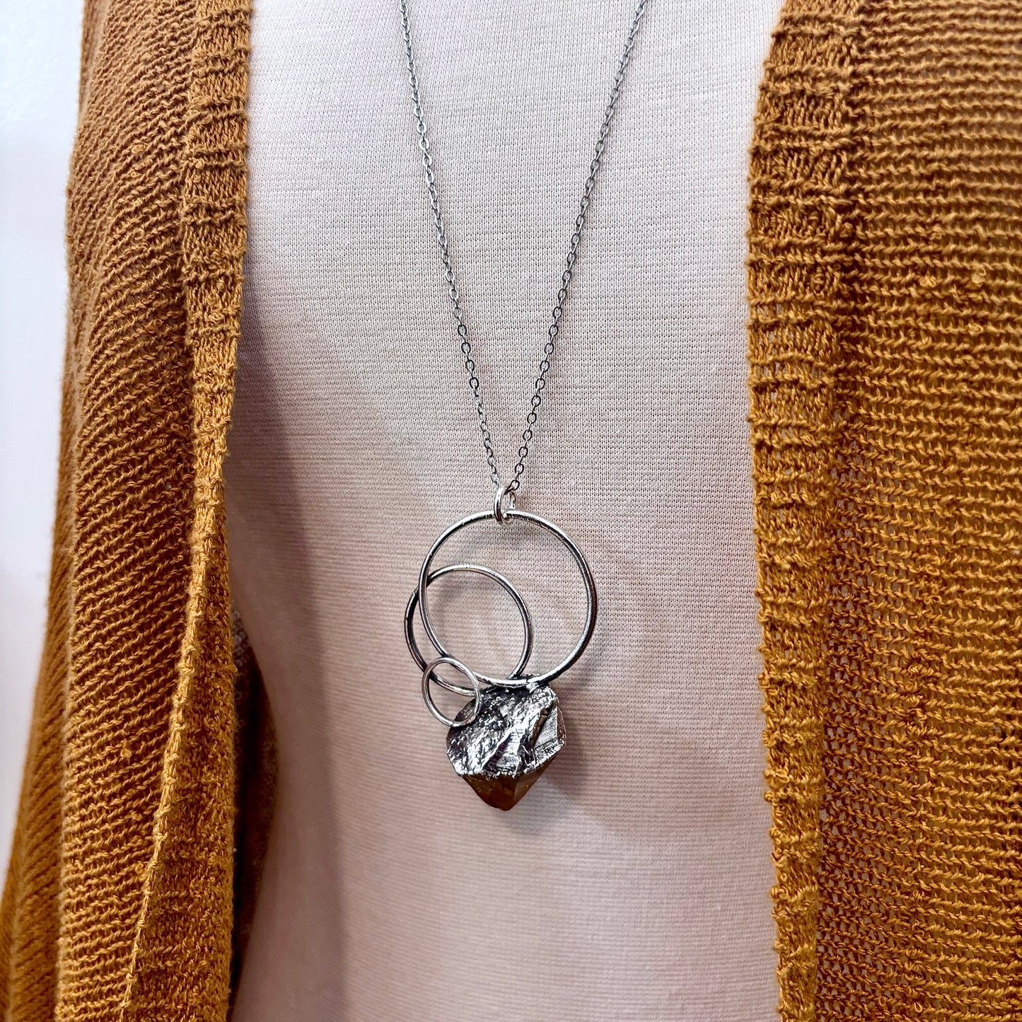 Big Raw Citrine Necklace in Fine Silver / Foxlark Collection - One of a Kind