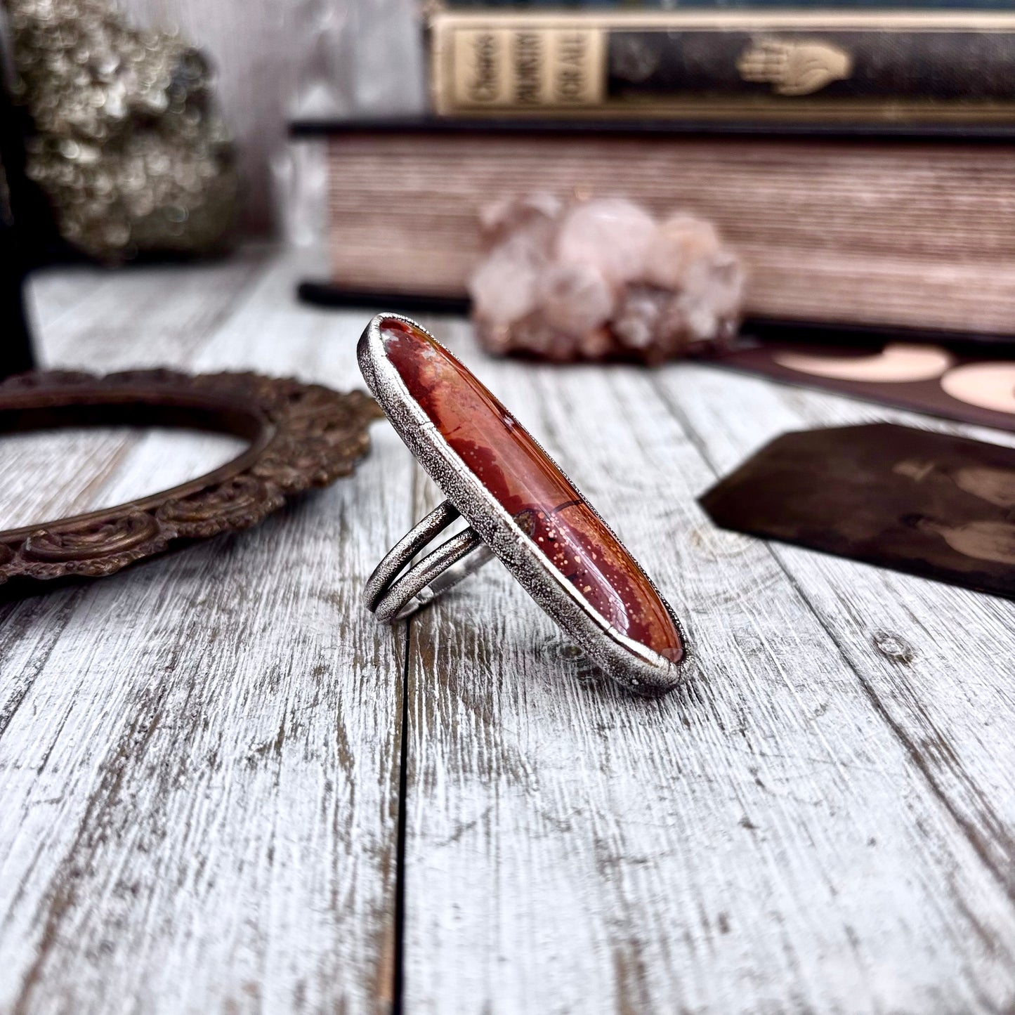 Brenda Jasper Crystal Ring Fine Silver Size 9 / Foxlark Collection - One of a Kind