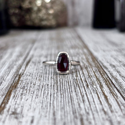 Garnet Ring Fine Silver Small Faceted Stone Ring Size 5 6 7 8 9 10 11 / Foxlark Collection