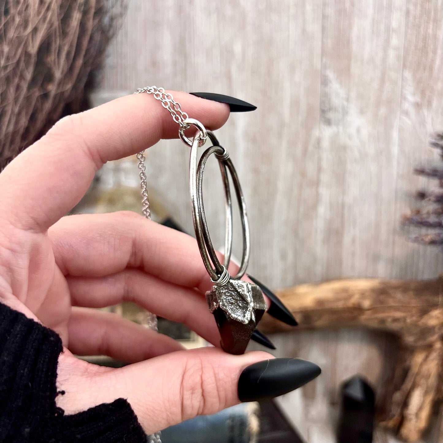 Raw Smoky Quartz Crystal  Necklace in Fine Silver / Foxlark Collection - One of a Kind