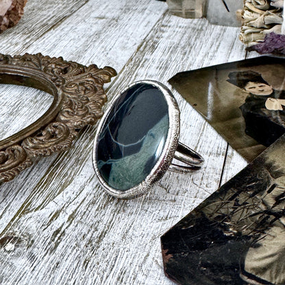 Spiderweb Obsidian Crystal Ring Fine Silver Size 9 / Foxlark Collection - One of a Kind