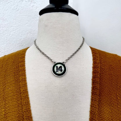 Playing Games - #14 Vintage Pool Ball Necklace Fine Silver - One of a Kind.