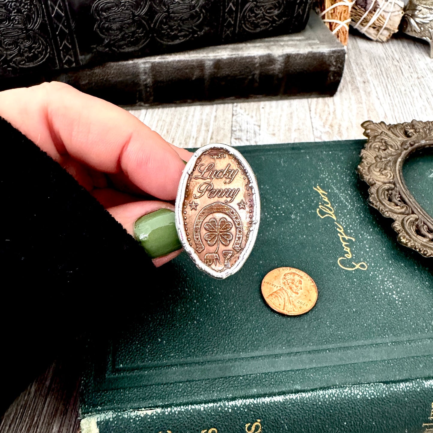 Lucky Penny Club - Lucky Penny Pressed Penny Ring Fine Silver Size 8 / One of a Kind