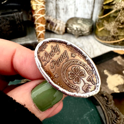Lucky Penny Club - Lucky Penny Pressed Penny Ring Fine Silver Size 8 / One of a Kind
